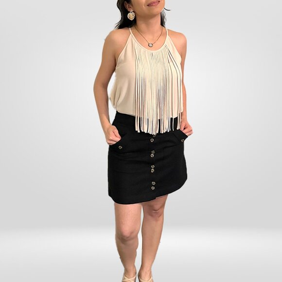 Fringe Beige Top with Racerback Design - Picture 2 of 4